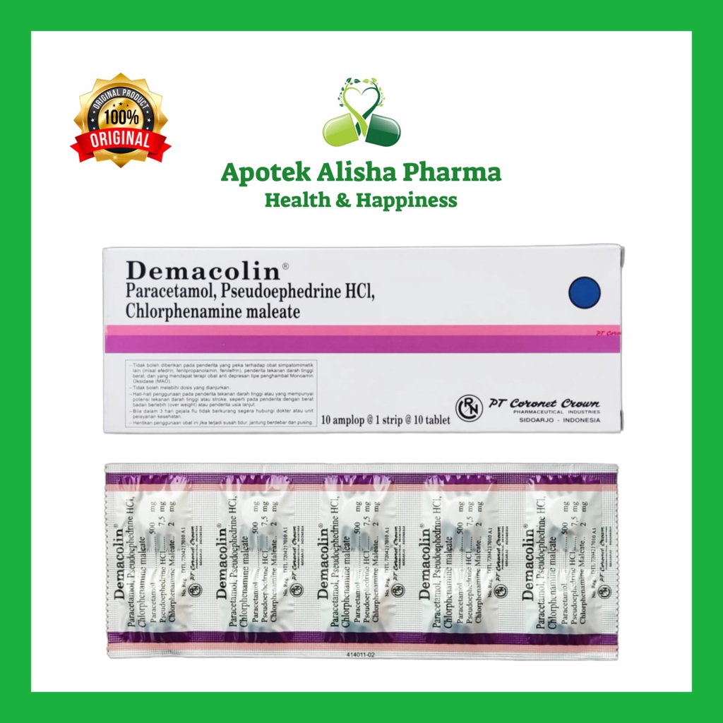 Jual Demacolin Per Strip 10 Tablet - Demakolin Obat Flu Pilek Panas