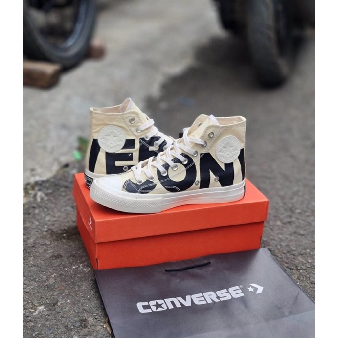 Jual Converse 70s High Front Logo Beige Black | Shopee Indonesia