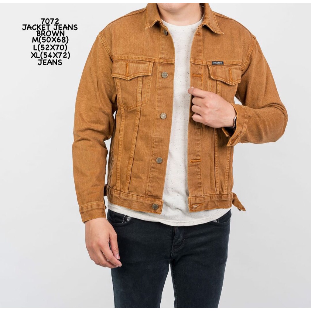 Jual JAKET JEANS PRIA PULL BEAR BROWN JACKET DENIM SLIM