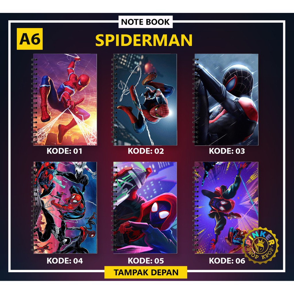Jual Note/Notebook SPIDERMAN 001 A6/A5 ISI 50 LEMBAR | Shopee Indonesia