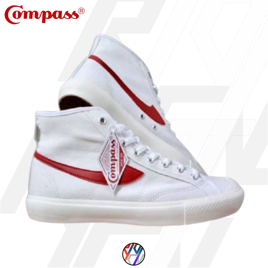 Jual SEPATU COMPASS GAZELLE HIGH WHITE RED | Shopee Indonesia