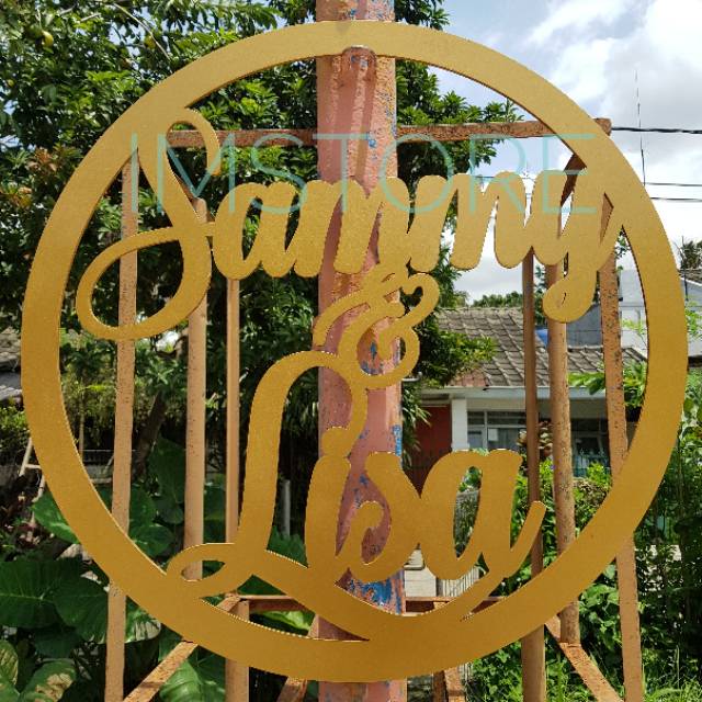 Jual Backdrop Nama Bulat Diameter 80cm Dekorasi Besar Lamaran Tunangan ...