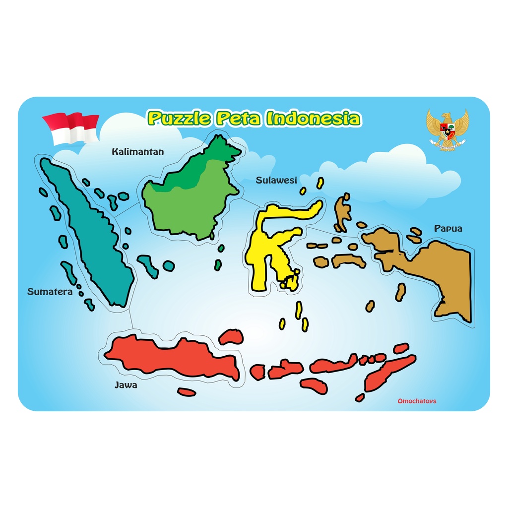 Jual Puzzle Stiker Peta Indonesia - Mainan Edukasi Kayu MDF Bergambar