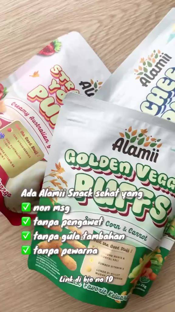 Jual Alamii Puff 15GR Snack Mpasi Bayi cheese puffs peanut butter puffs ...