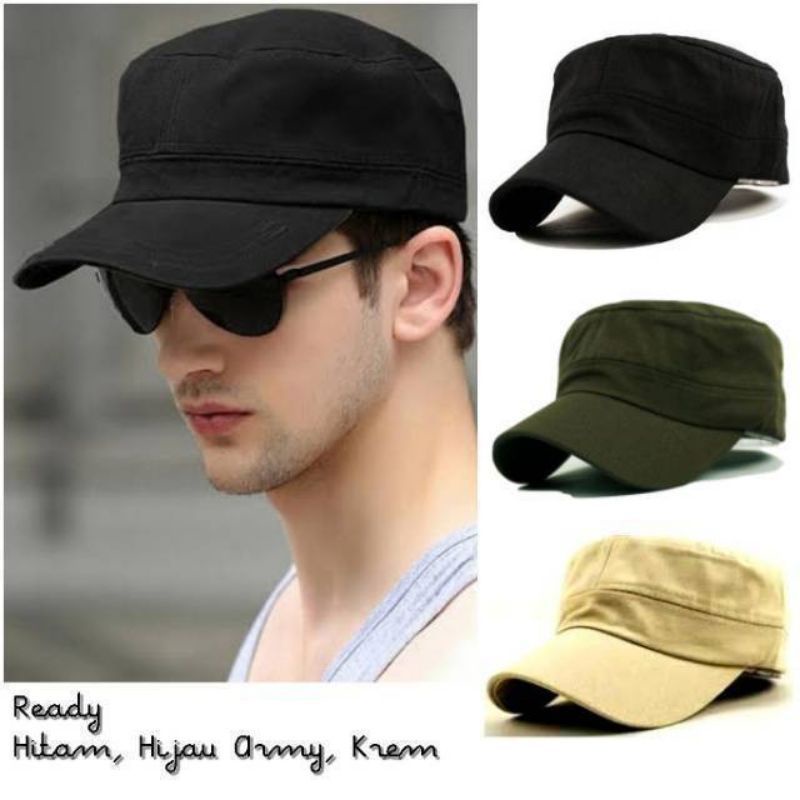Jual BERKAT- Topi Pria Wanita Komando Fashion Militer Polos Trend ...