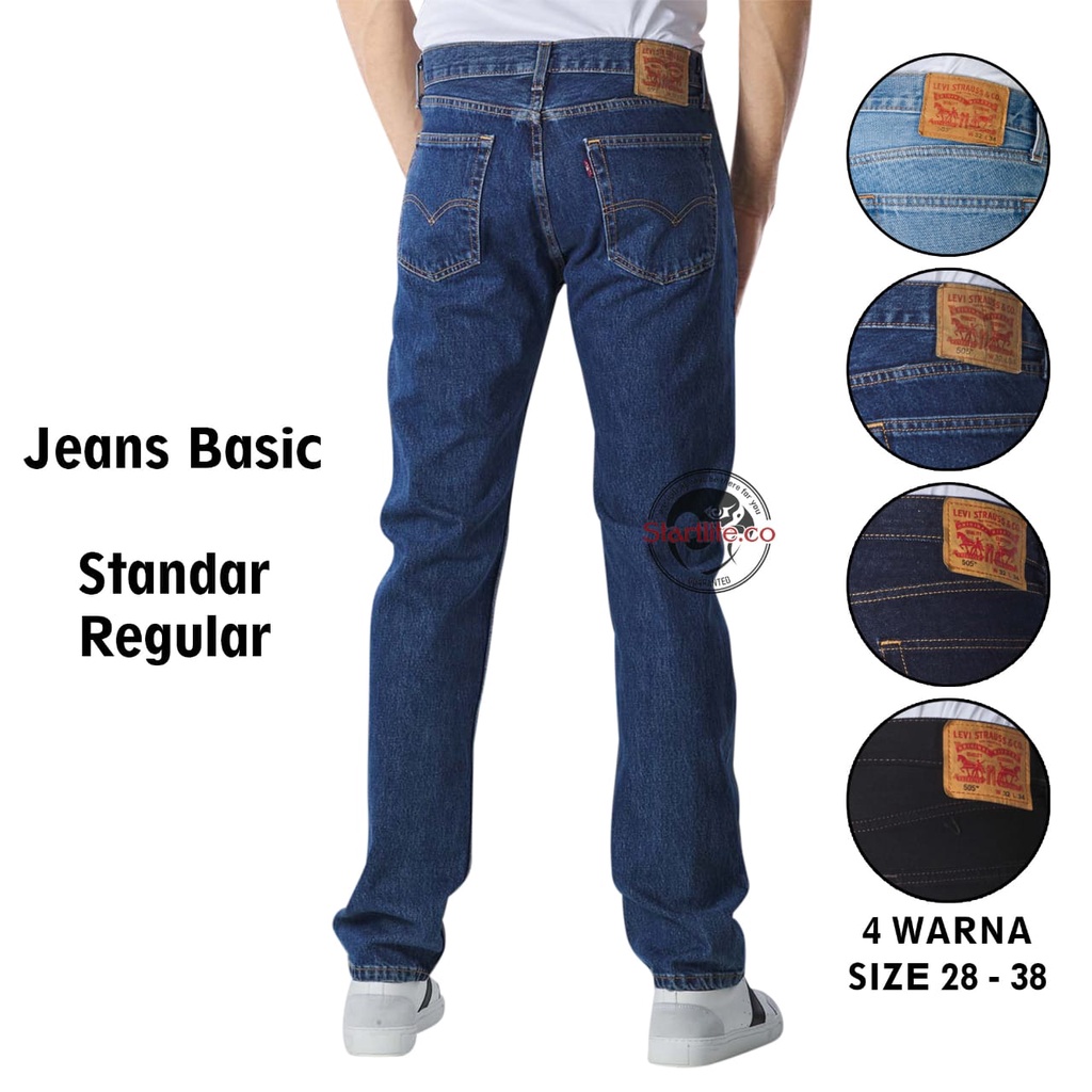 Celana Jeans Pria Levis Standar Reguler Fit Levis 505 Slim Straight 28 38 Panjang Jeans Denim