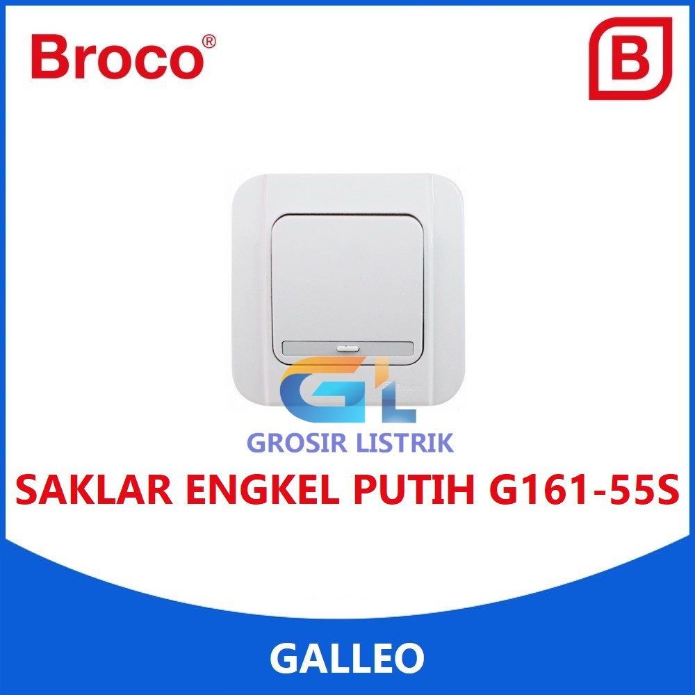 Jual (GROSIR) Broco Galleo Saklar Engkel Putih G161 (Single Switch ...