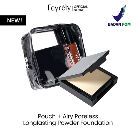 FEYRELY Bundling Daily Essentials Pouch + Airy Poreless Longlasting Powder Foundation