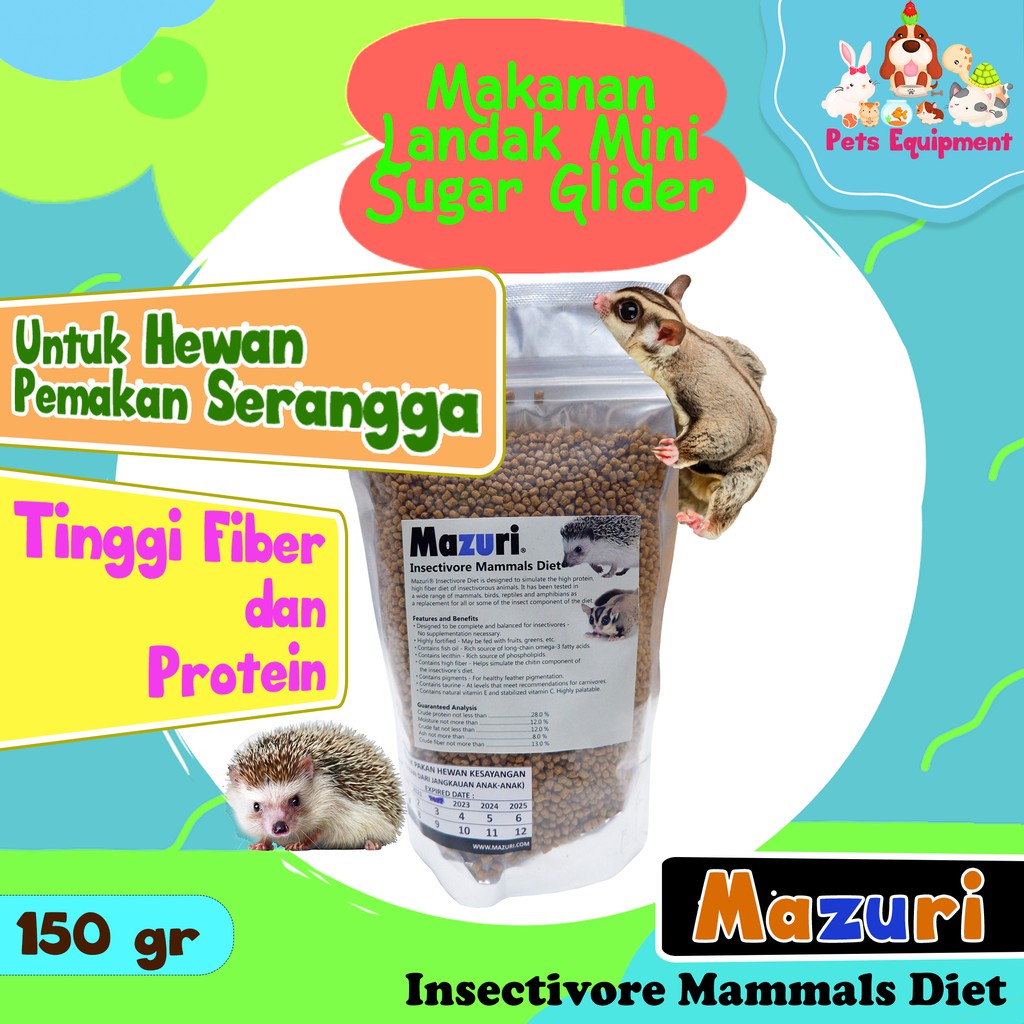 Jual MAZURI INSECTIVORE MAMMALS 150GR MAKANAN LANDAK MINI SUGAR GLIDER ...