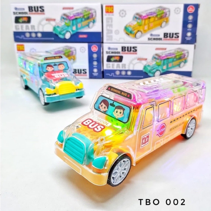 Jual MAINAN BUS BUMP AND GO / TRANSPARENT SCHOOL BUS TOYS ADA LAMPU DAN ...
