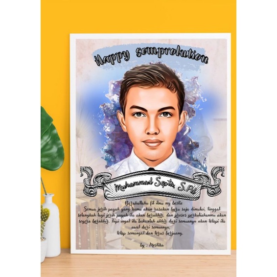 Jual [soft File] Desain Foto Karikatur Untuk Ultah Wedding Wisuda Dll