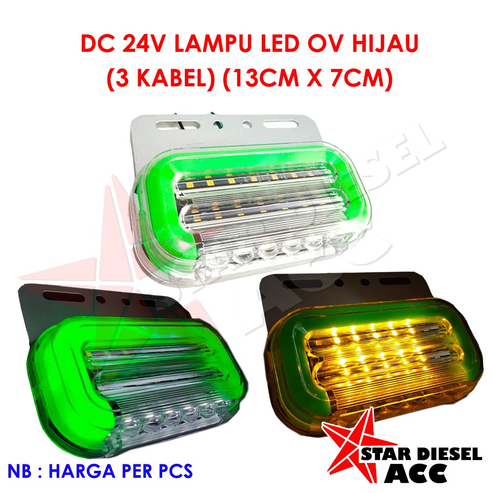 Jual LAMPU TRUK SAMPING LED 6D OVAL HIJAU 24V LAMPU LED KOTAK LAMPU BUS