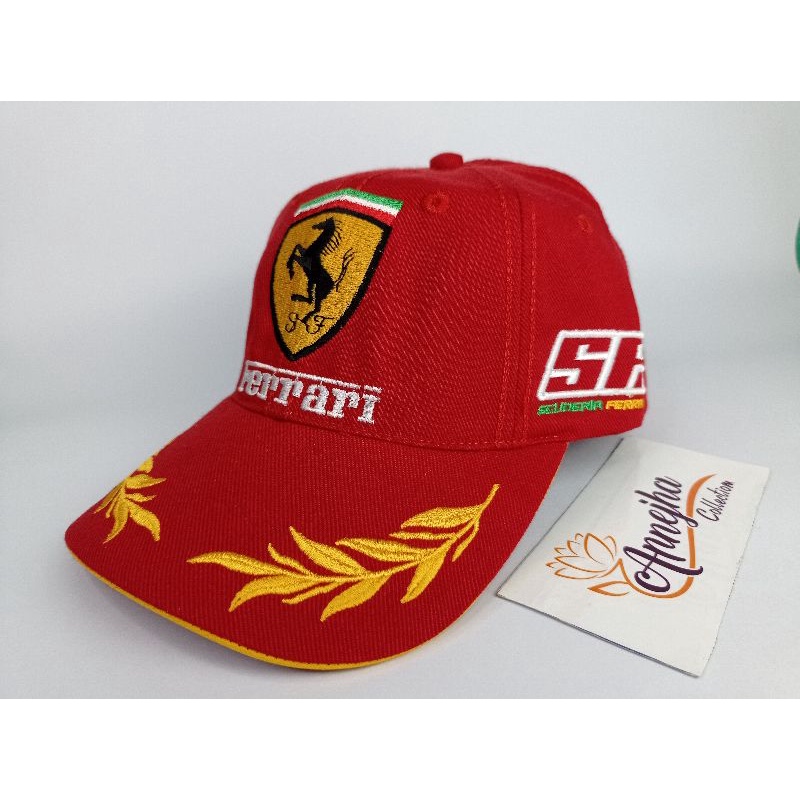Jual Topi baseball racing Herren Rennhut five embroidery Ferrari MERAH ...