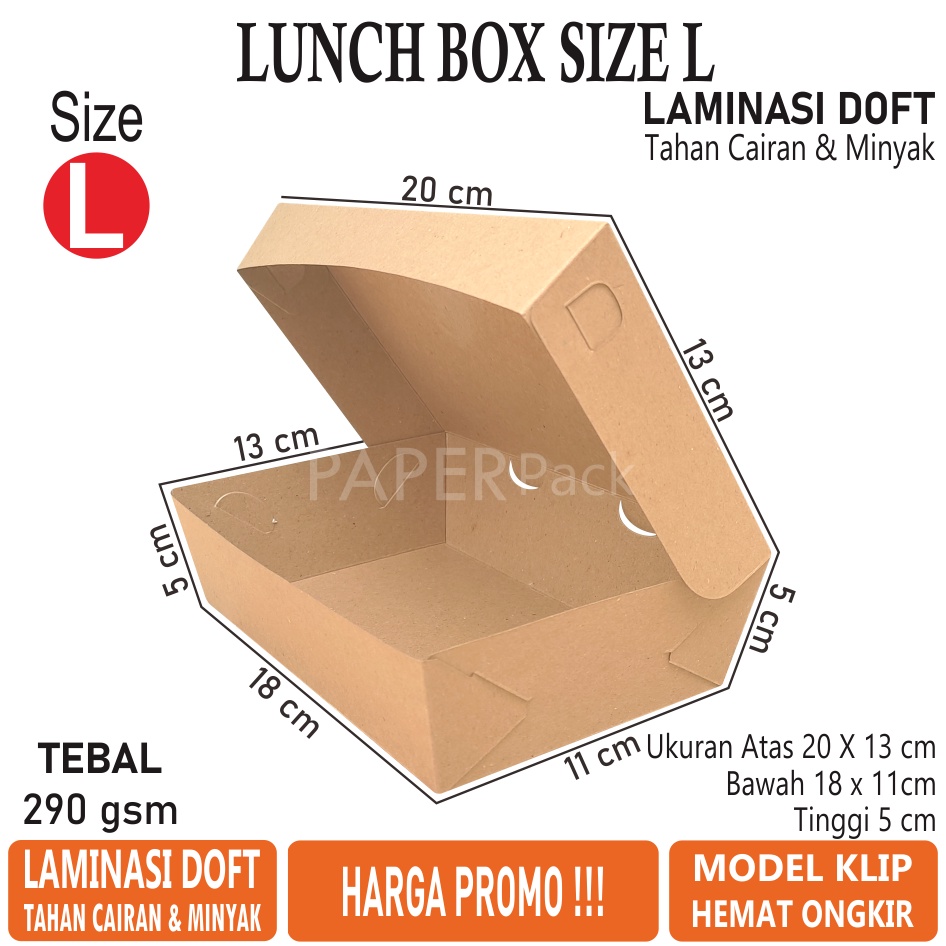 Jual Craft Lunch Box Size L 290 Laminasi Kotak Makan Luncbox Kemasan