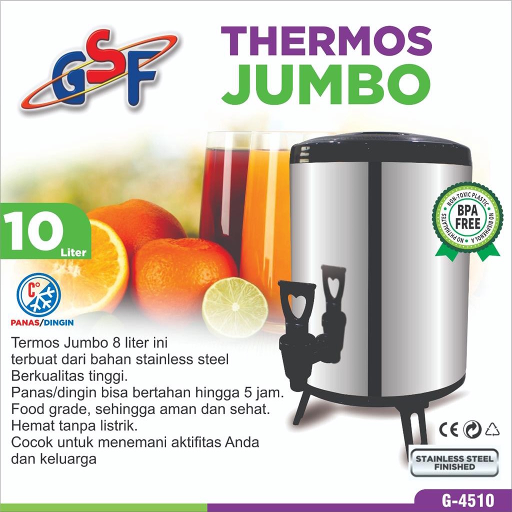 Jual Water Jug Milk Tea Bucket Termos Tuas Keran Besar Stainless Steel Liter Gsf Drink