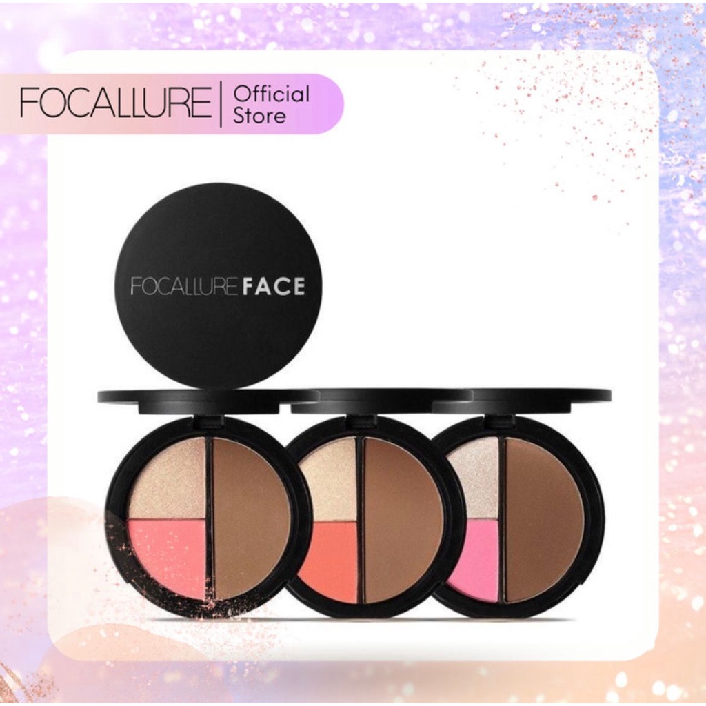 Jual Focallure Trio Blush Highlight Contour 3in1 Bronzer FA20 Blush On