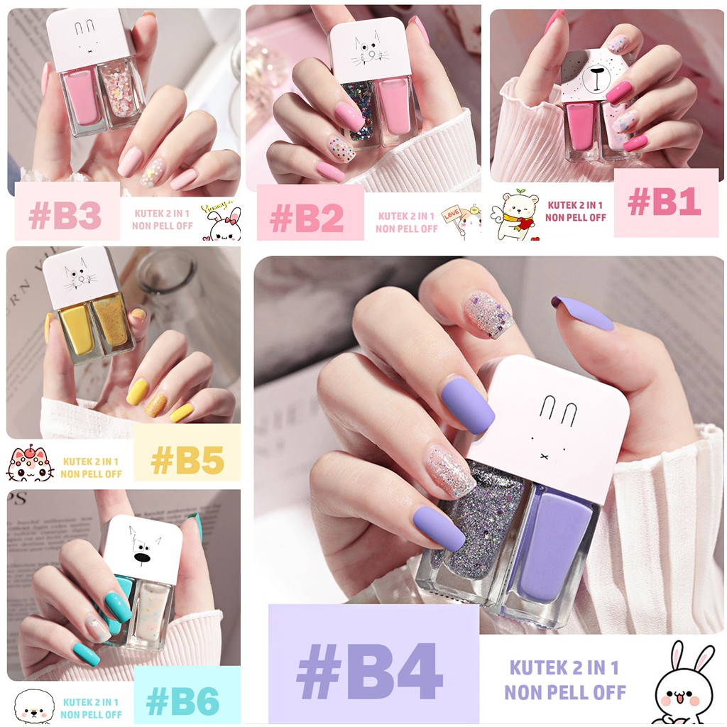 Jual Kutek Dua Varian Warna Nail Polish Non Peel Off Cat Kuku In