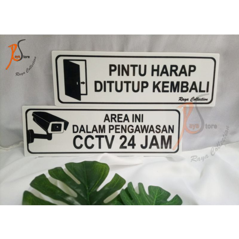 Jual Tulisan Acrylic Pintu Harap Tutup Kembali Dan Cctv Ukuran 25x8cm