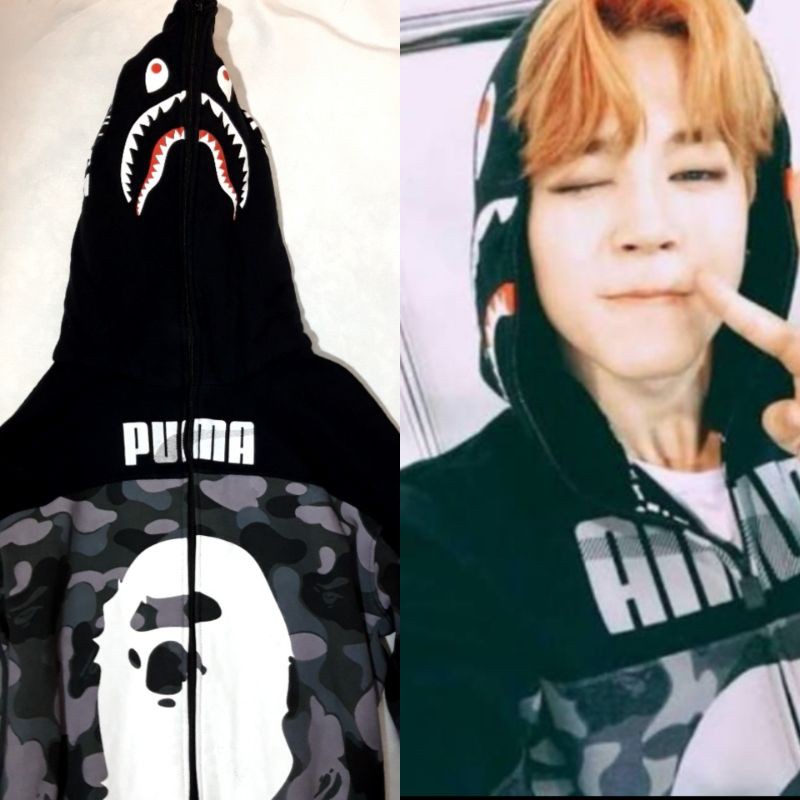 Jual BTS Park Jimin Hoodie Jacket BapexPuma shark PRELOVED Shopee Indonesia