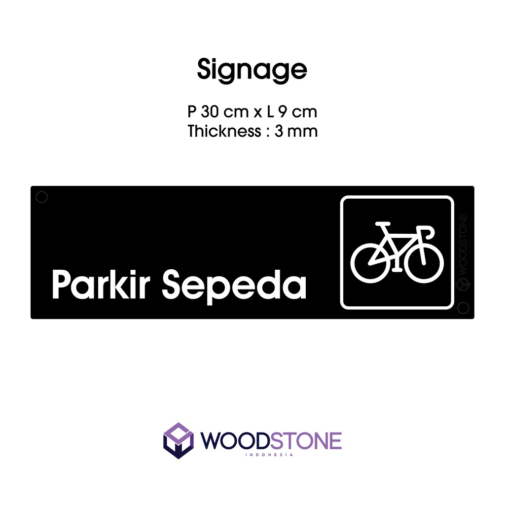 Jual WOODSTONE Sign Parkir Sepeda Papan Tanpa Parkir Akrilik