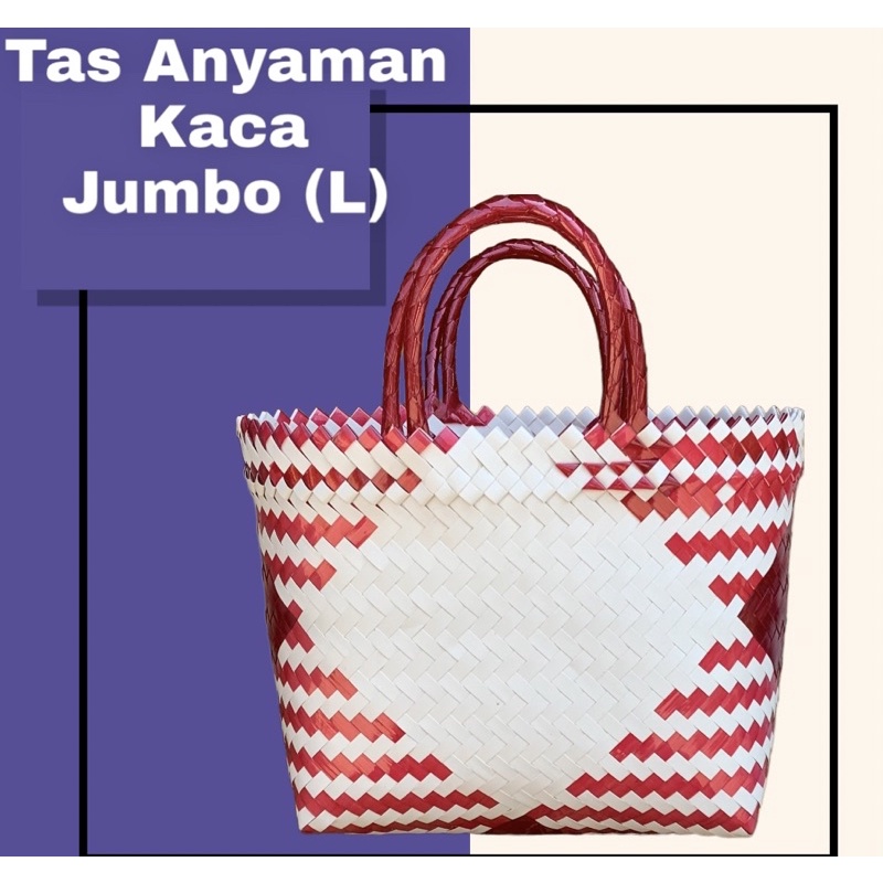 Jual Ready Stock ~ Tas Anyaman Plastik Kaca Jumbo Untuk Hampers Parcel Berkat Tahlilan Sembako 3093