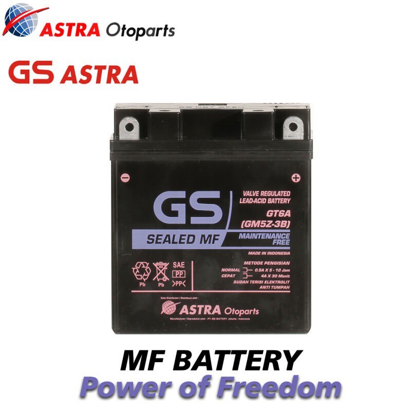 Jual AKI GS ASTRA GT6A GM5Z-3B MF KERING MOTOR YAMAHA MIO SPORTY SMILE