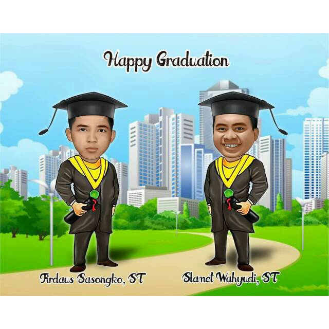 Jual Karikatur Wisuda Karikatur Couple Vector Couple Wisuda Doodle