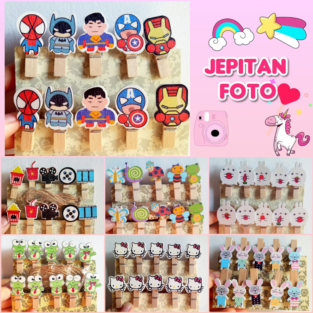 Jual JEPITAN FOTO KARAKTER | WOODEN CLIP PHOTOS JEPITAN FOTO POLAROID