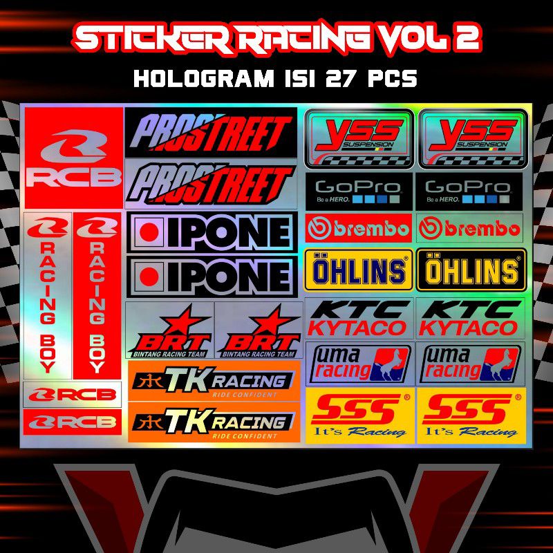 Jual Stiker Racing pack Hologram Stiker Sponsor Stiker Helm Stiker ...