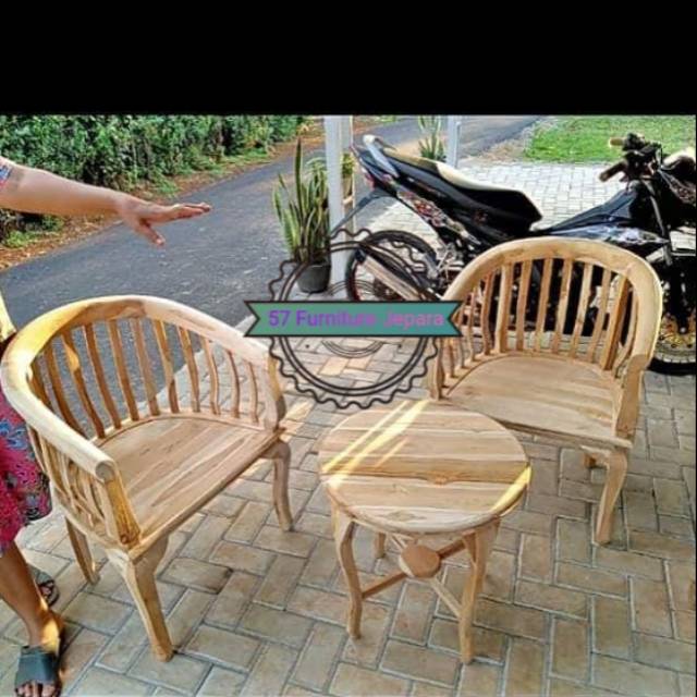 Jual Meja kursi teras depan rumah kayu jati meja + 2 kursi hias