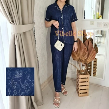 Baju Tidur Piyama Satin Embos Vibelle Lembut Nyaman