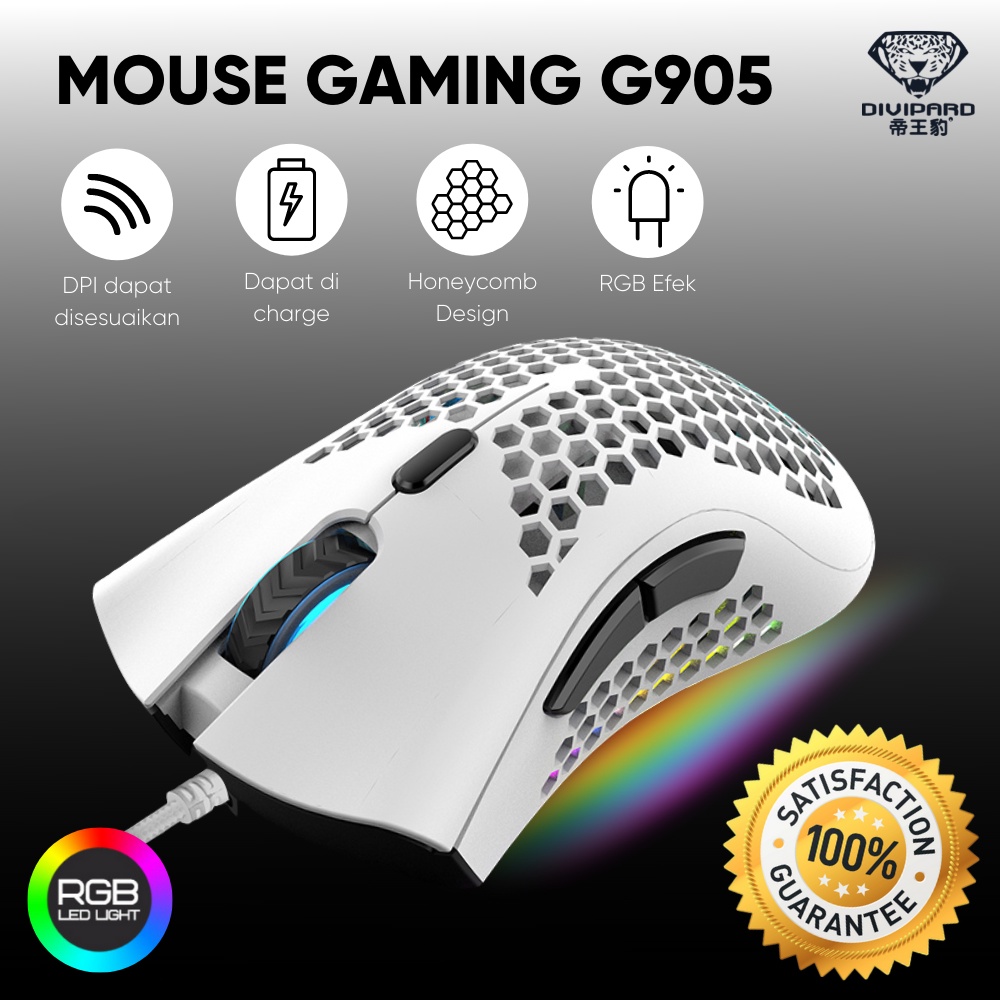 Jual Mouse Gaming Honey Comb Divipard G905 RGB Effects 7200DPI Macro 7 ...