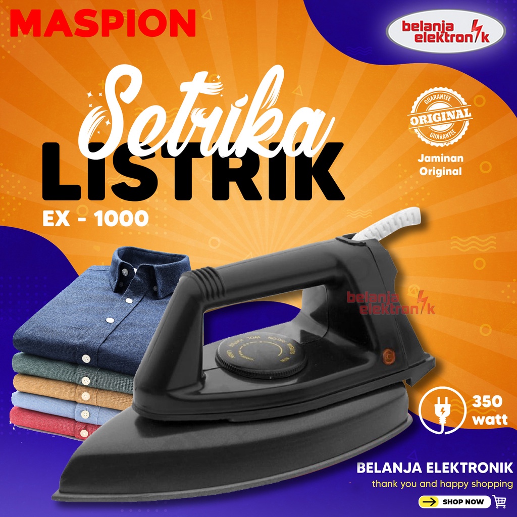 Jual Setrika Listrik Maspion Ex 1000 Hitam Automatic Iron Shopee Indonesia 5594