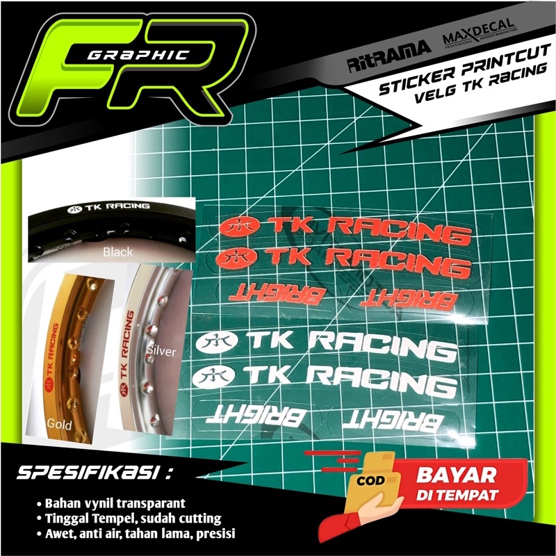 Jual sticker velg tk racing print cut | Shopee Indonesia