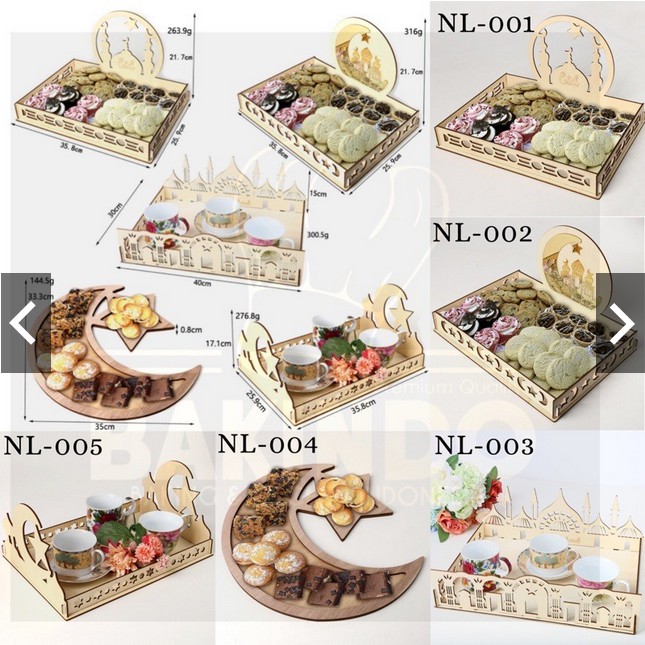 Nampan Saji Muslim Islam Hari Raya Lebaran Idul Fitri Ramadan Halal Makanan Baki Food Tray Kayu