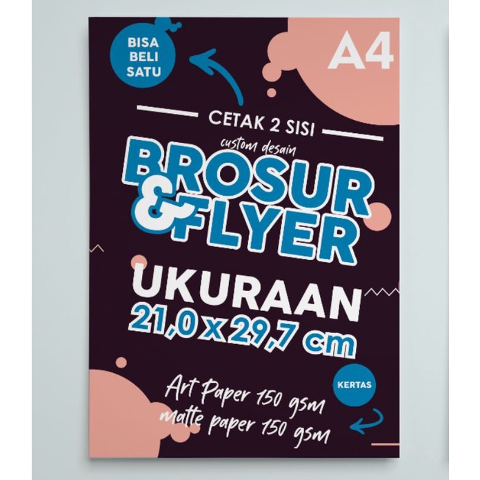 Jual Brosur Flyer Leaflet A4 2 Sisi Bolak Balik Bisa Cetak Satuan