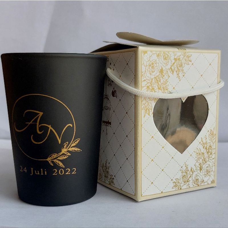 Jual Souvenir gelas doff/ glossy hitam/ putih free custom sablon nama ...