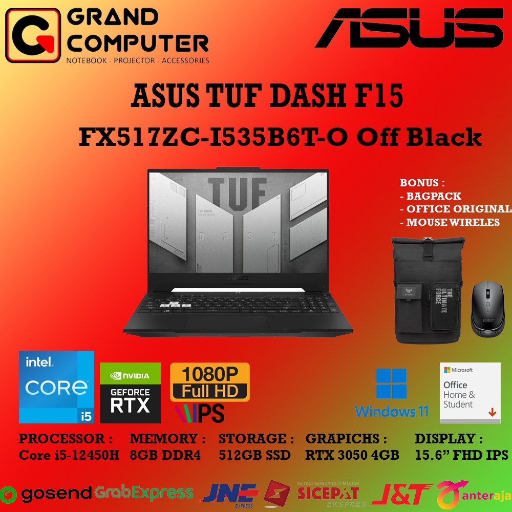 Jual ASUS TUF GAMING DASH F15 FX517ZC-I535B6T-O I5 12450H 8GB 512GB WIN ...