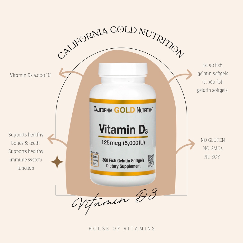 Jual California Gold Vitamin D3 5000 IU | Shopee Indonesia