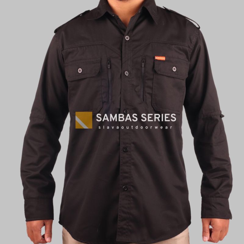 Jual GEIST-SLAVA Sambas Kemeja Outdoor Lapangan PDL PDH Hitam | Shopee ...