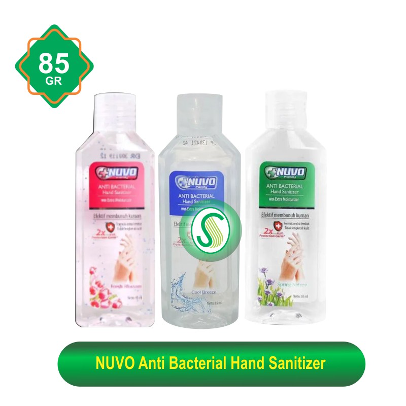 Jual Nuvo Antibacterial Hand Sanitizer 85mL Biru / Hijau / Merah