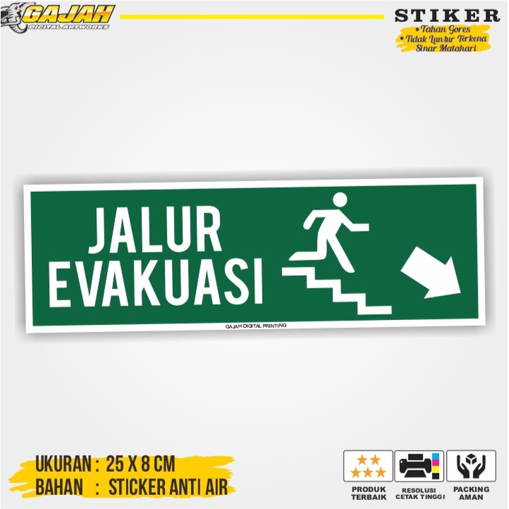 Jual Jalur Evakuasi / Stiker Jalur Evakuasi / Stiker Arah Evakuasi ...