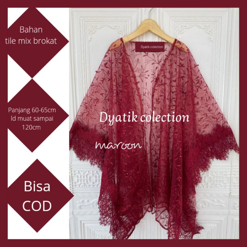Jual Atasan Kebaya Cardigan Brukat Outer Tile Kardigan Brokat Outer