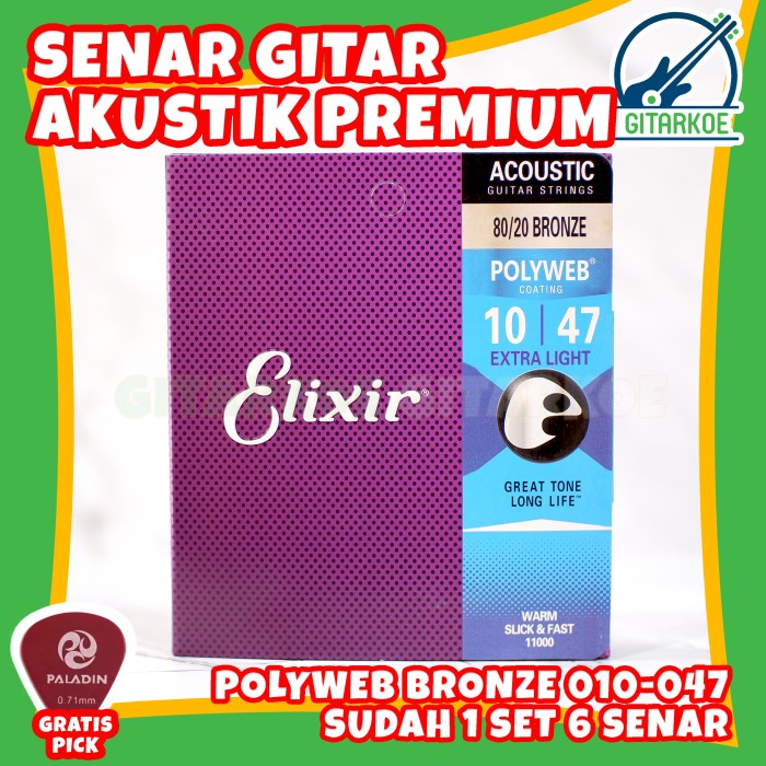 Jual Senar Gitar Elixir Akustik Ukuran Polyweb Bronze Anti Tahan