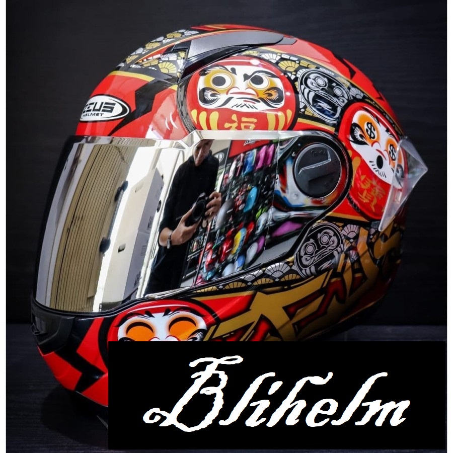 Jual HELM ZEUS ZS 811 AL35 DARUMA BLACK RED GLOSSY | ZS-811 FULL FACE FREE  DARK VISOR | Shopee Indonesia