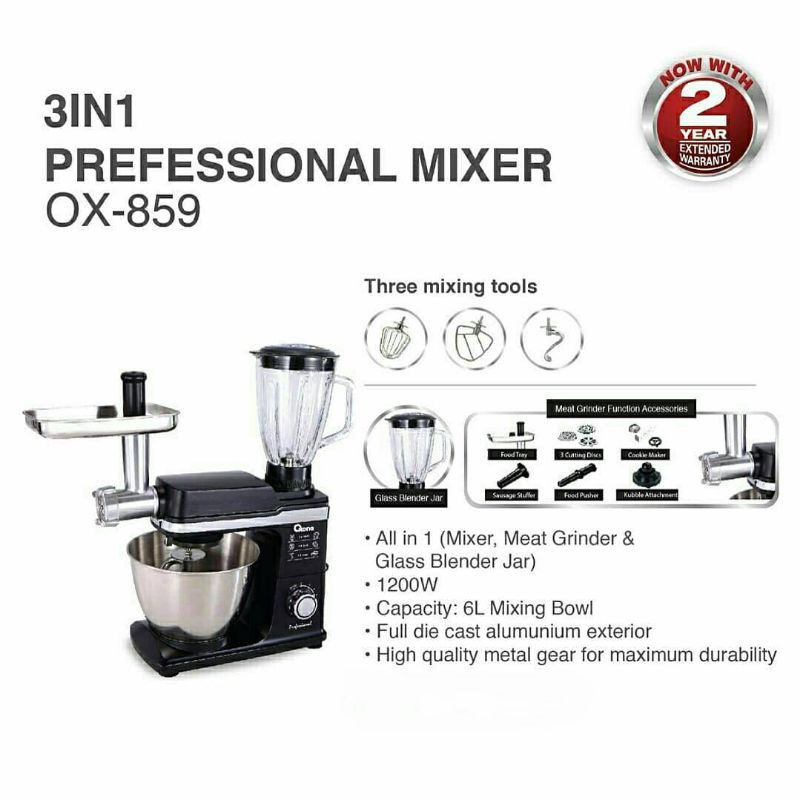 Jual Oxone OX857 3in1 professional Mixer, Blender, Meat grinder oxone
