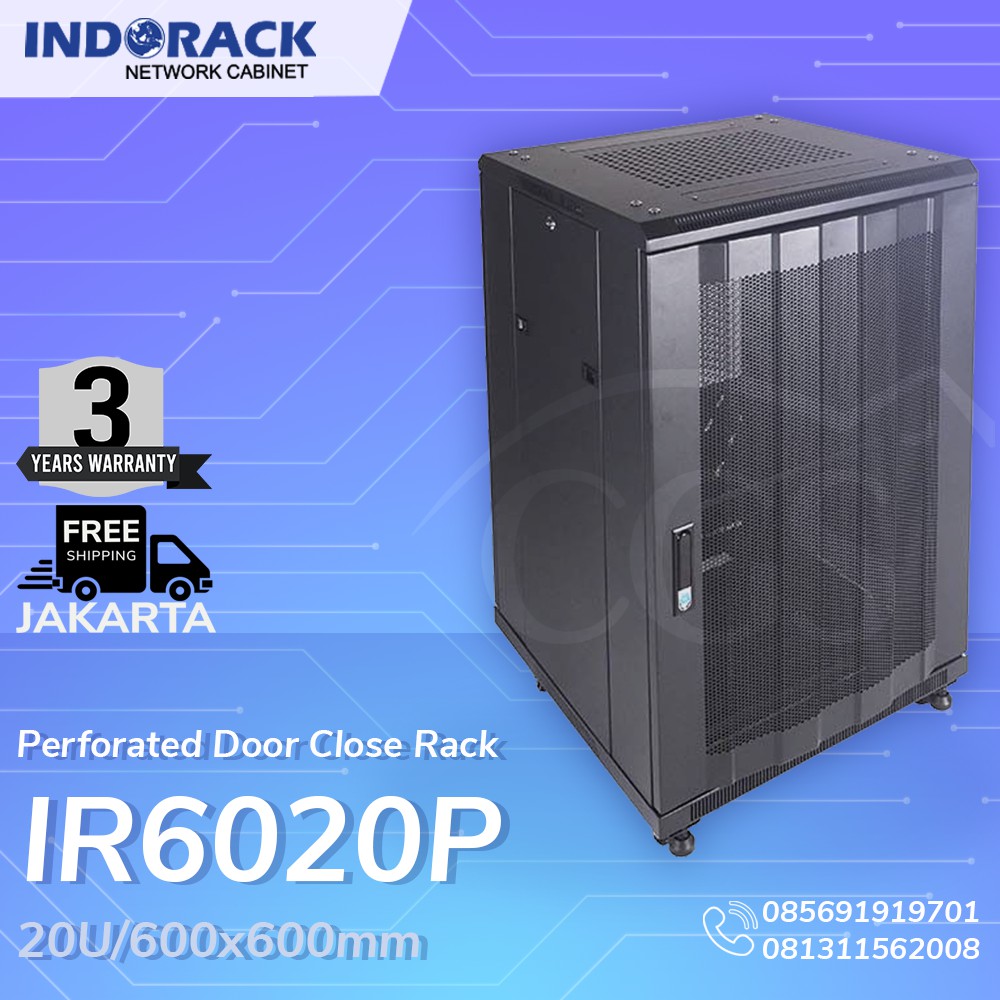 Jual IR6020P - 20U Close Rack Depth 600mm Perforated Door 19 ...