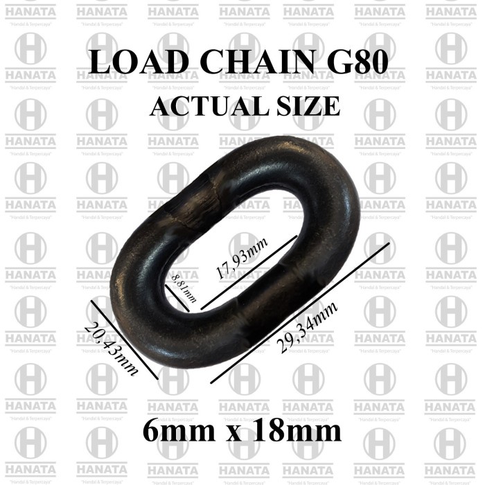 Jual Block Chain Rantai Baja Load Chain G80 6mm X 18mm Pertukangan