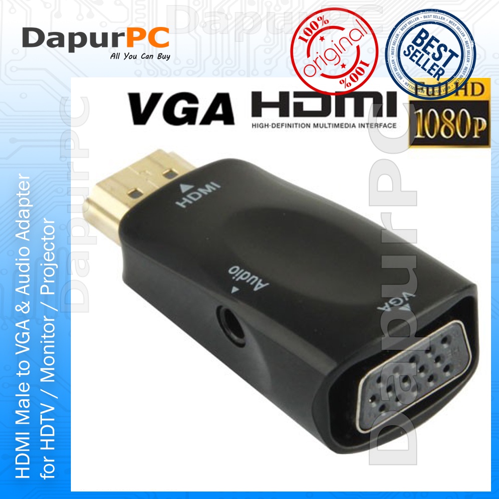 Jual HDMI Male to VGA & Audio Adapter for HDTV / Monitor / Projector ...