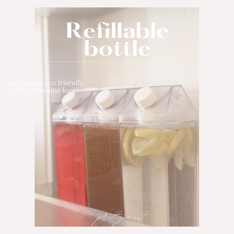 Jual Botol Refill Kulkas Fridge Bottle Tumbler Bentuk Kotak Susu